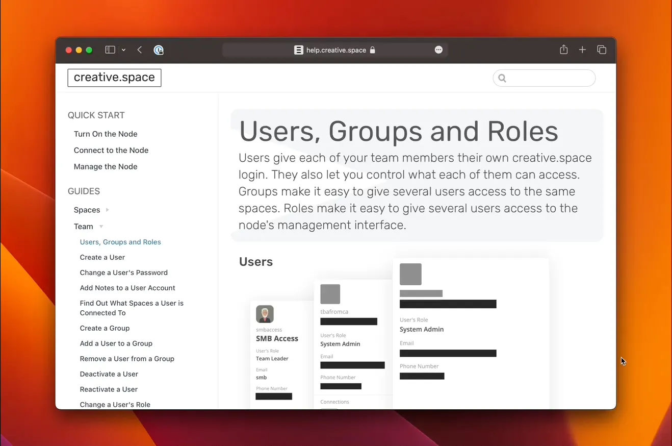 Users groups and roles.